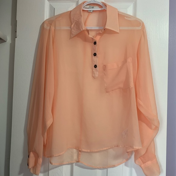 3 for $15 Forever 21 Baby Pink Sheer Blouse - Picture 2 of 6